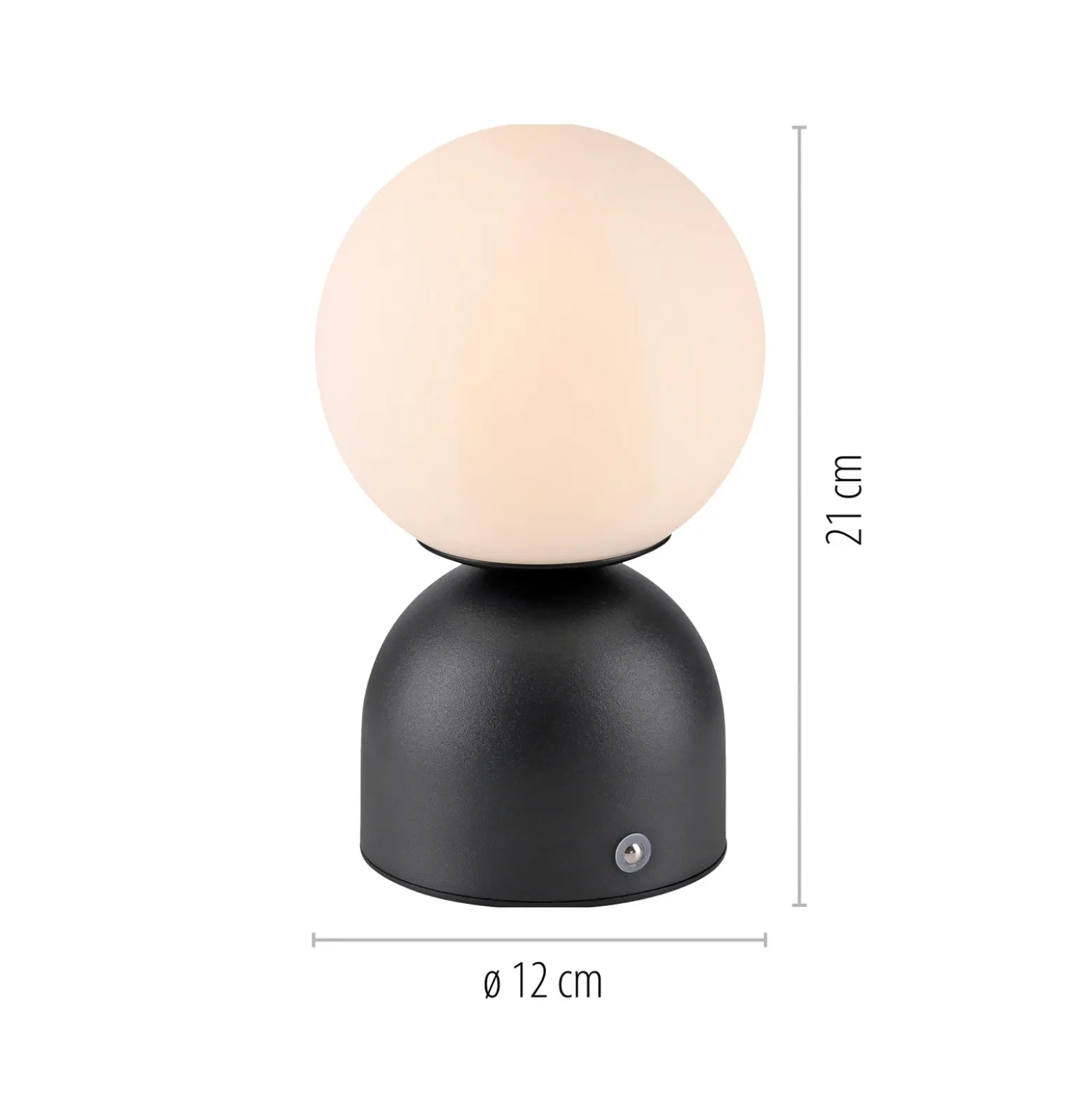 Lámpara de mesa LED recargable RUDI, negra, altura 20 cm, CCT, regulación táctil