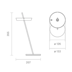 Lámpara de mesa LED recargable Mahina color cromo Altura 36 cm Metal CCT