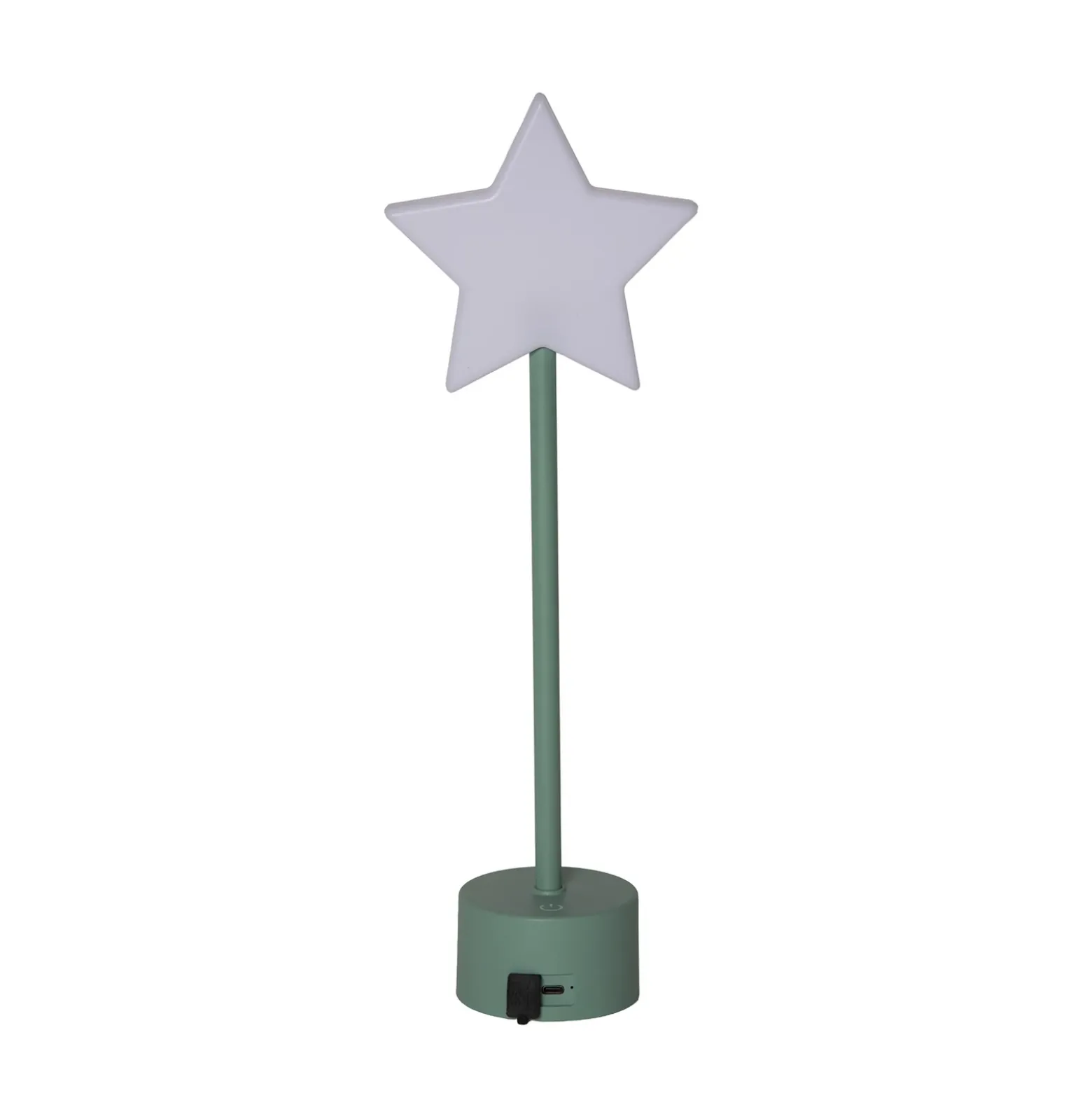 Lámpara de mesa LED recargable Blizz, verde, 40 cm, con forma de estrella,