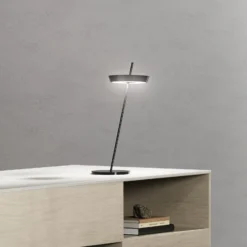 Lámpara de mesa LED recargable Mahina, negra, altura 36 cm, metal, CCT