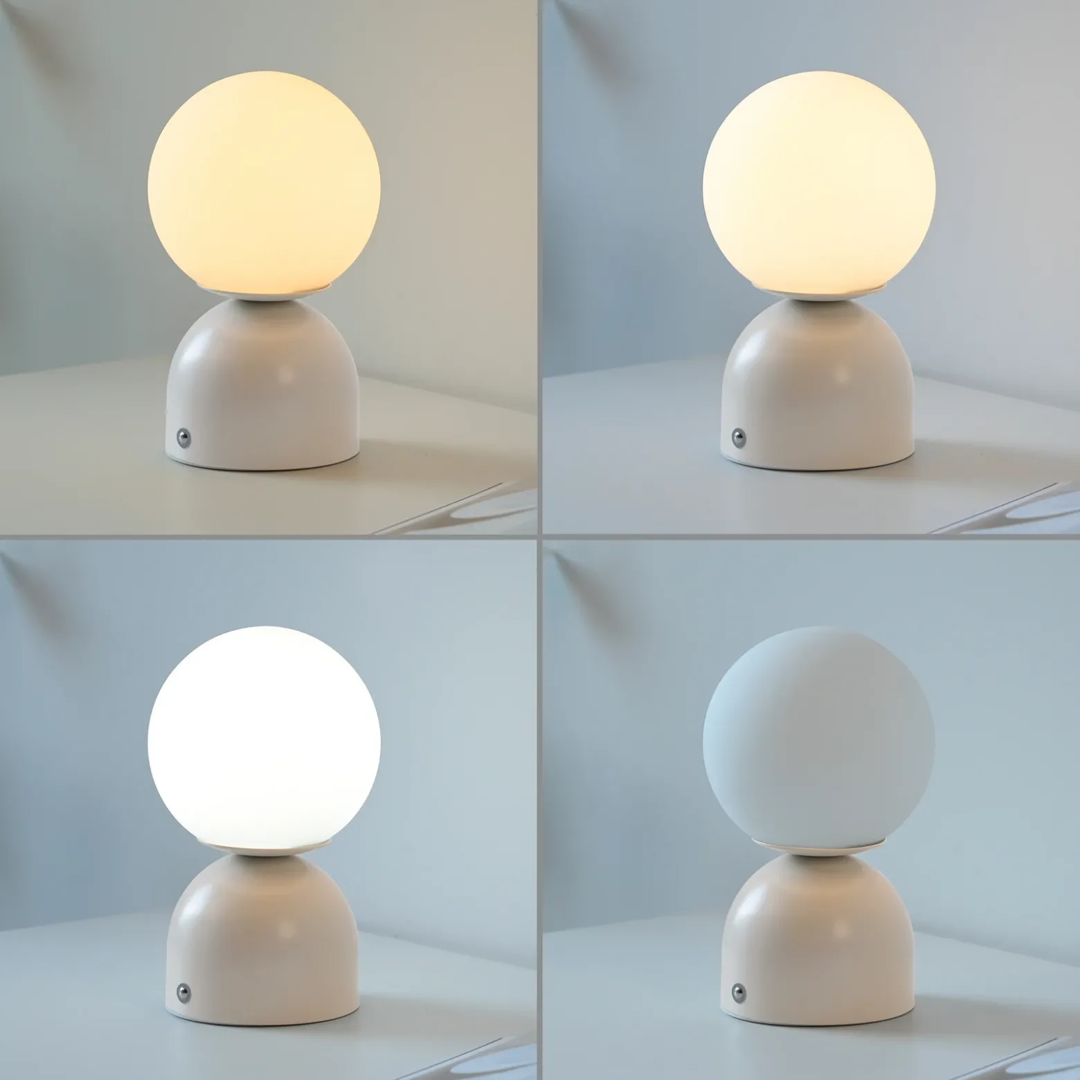 Lámpara de mesa LED recargable RUDI, color beige, altura 20 cm, CCT, regulación
