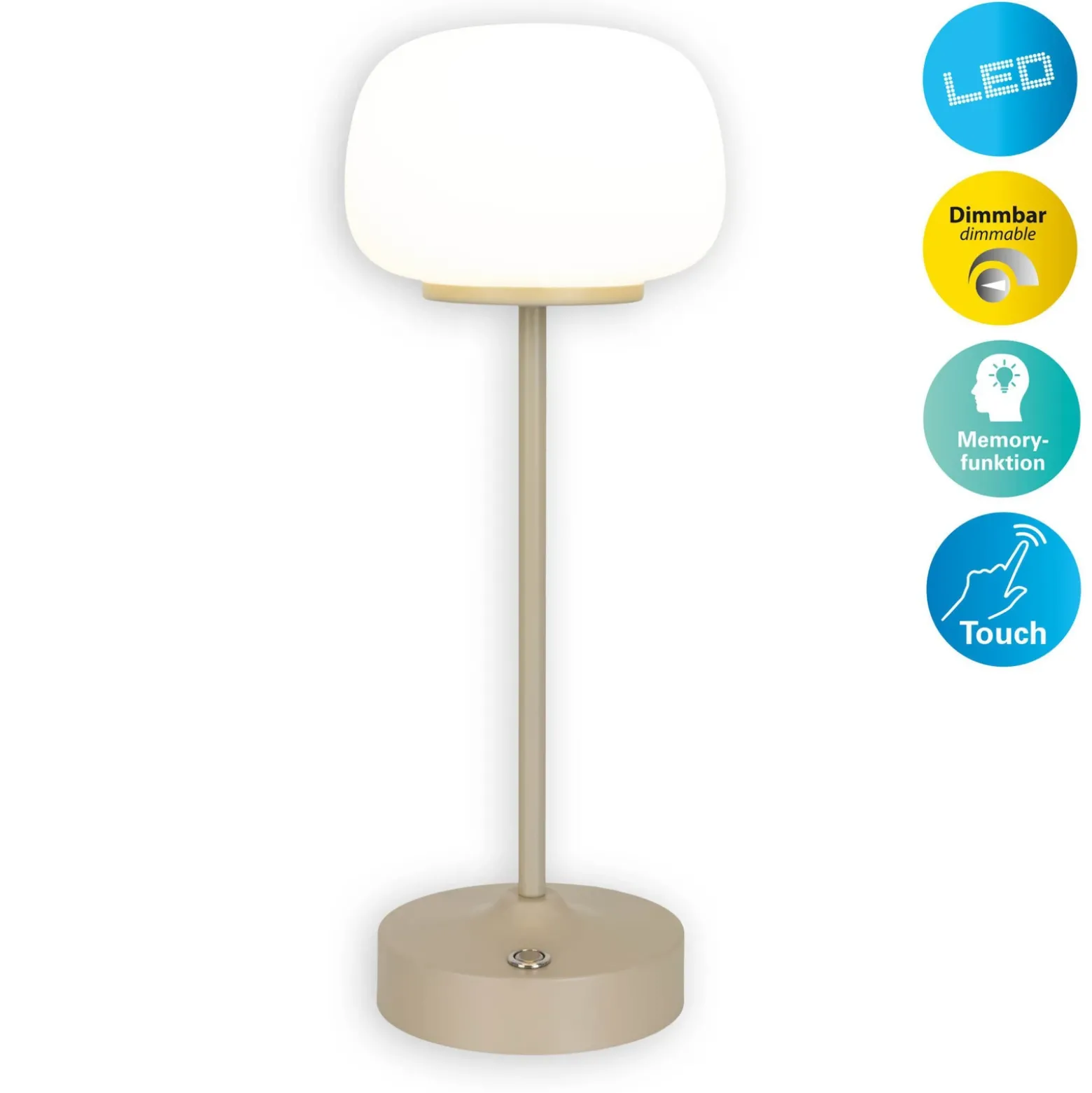 Lámpara de mesa LED recargable Pina beige Altura 27,8cm Metal/cristal