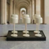 Lámpara de mesa LED recargable Quill, beige, juego de 6 unidades, base de carga