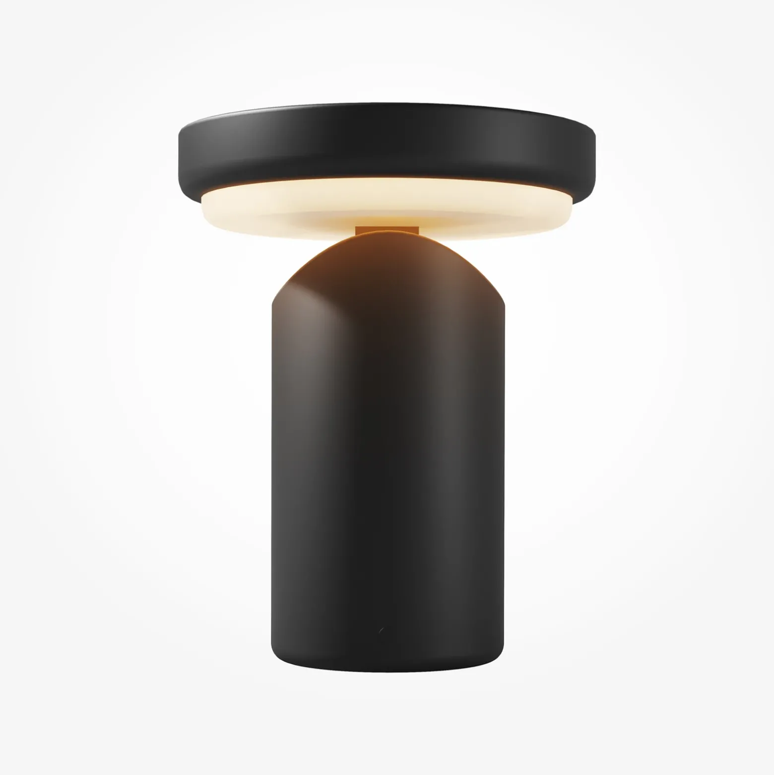 Lámpara de mesa LED recargable Topo, negra, altura 20 cm, atenuador metálico