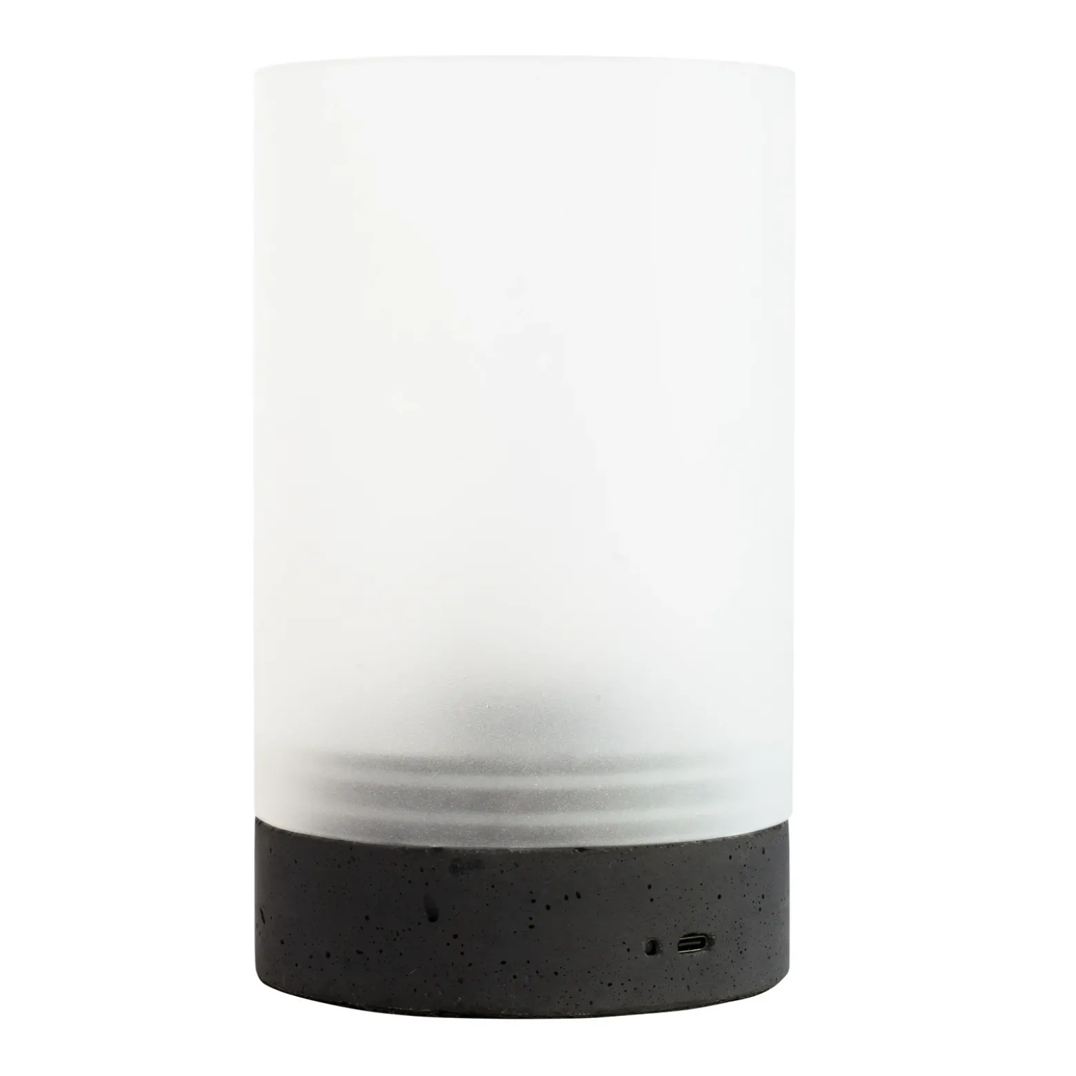 Lámpara de mesa LED recargable Dyberg Larsen Cozy, altura 20,5 cm, hormigón