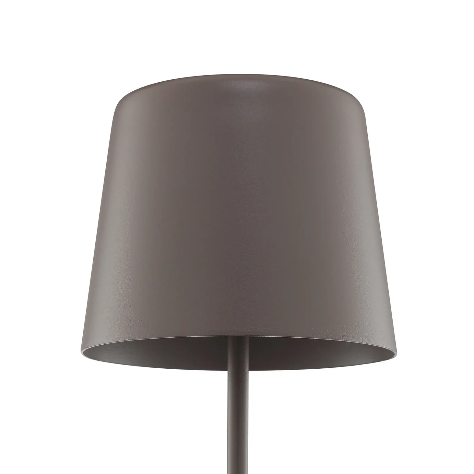 Lámpara de mesa LED recargable Kaami, marrón, altura 37 cm, IP44, atenuable.