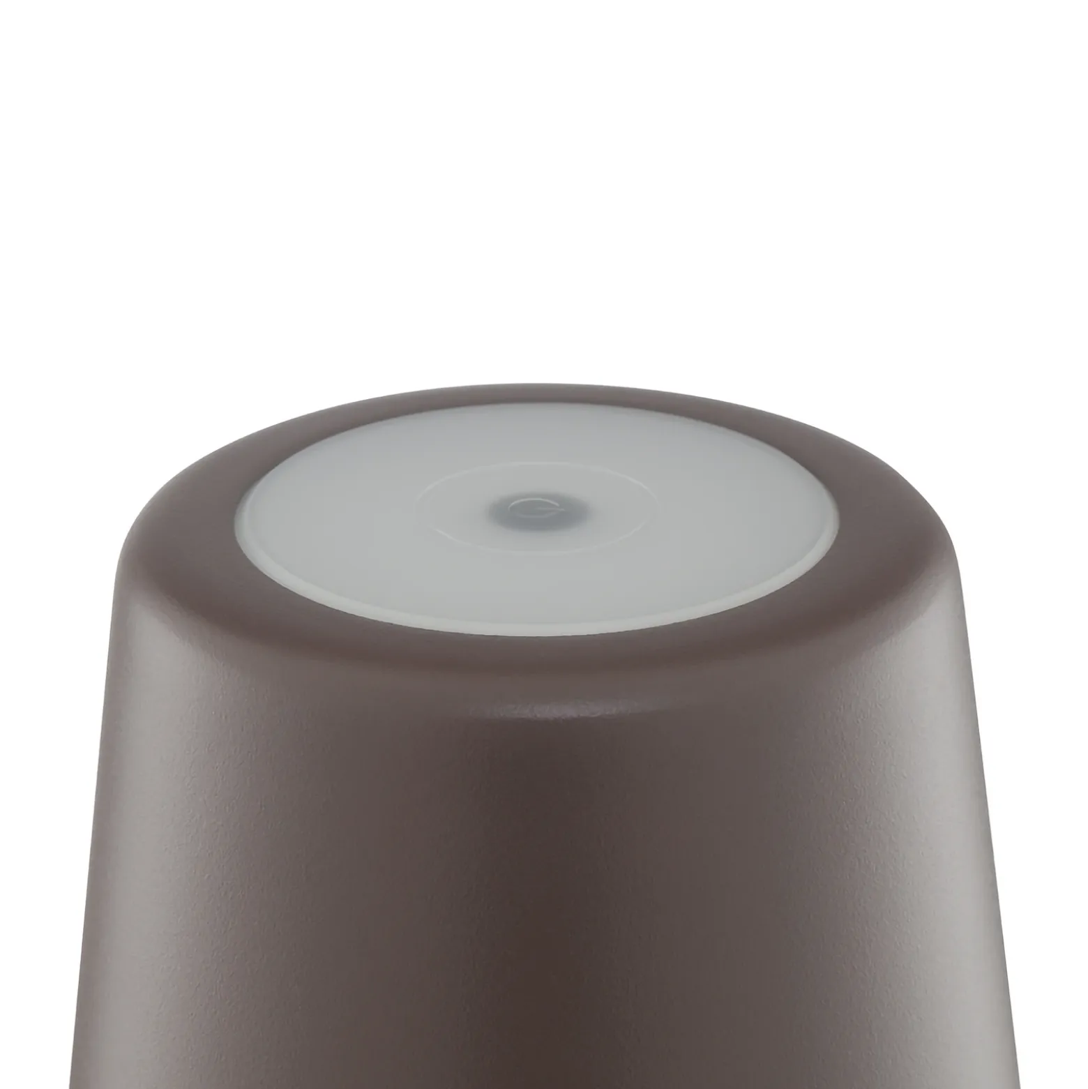 Lámpara de mesa LED recargable Kaami, marrón, altura 37 cm, IP44, atenuable.
