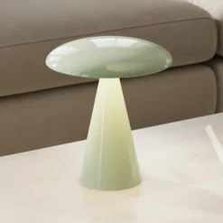 Lámpara de mesa LED recargable Beacon Kinoko, verde, 27 cm, CCT