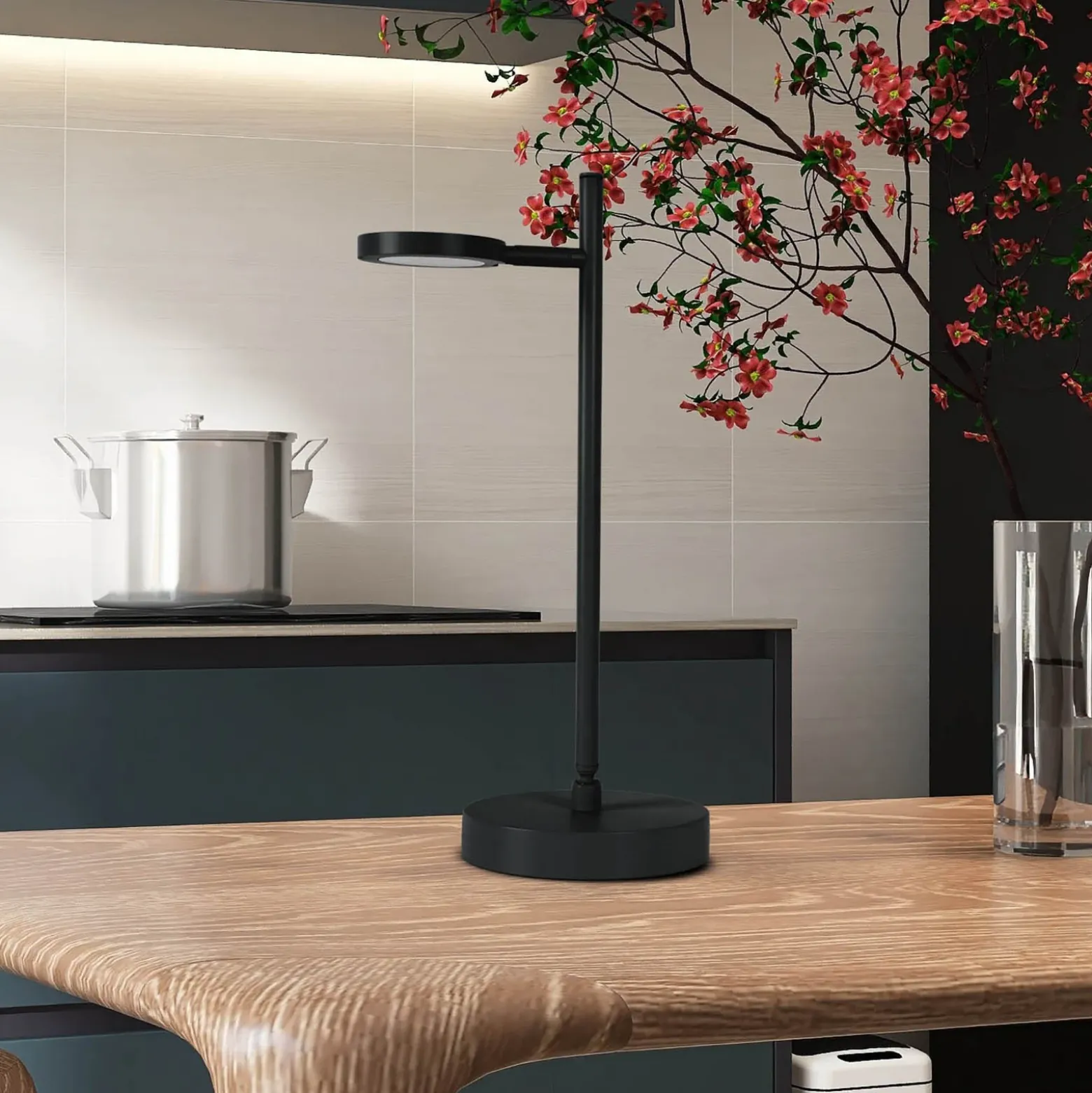 Lámpara de mesa LED recargable Lupa, negra Altura 45 cm Metal Touchdim
