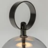 Lámpara de mesa LED recargable DOUBLE MOON, gris ahumado, altura 25 cm, cristal