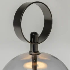 Lámpara de mesa LED recargable DOUBLE MOON, gris ahumado, altura 25 cm, cristal