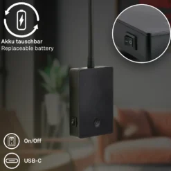 Lámpara de mesa LED recargable Cielo, negro, altura 56 cm, plástico