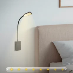 Lámpara de mesa LED recargable Cielo, negro, altura 56 cm, plástico
