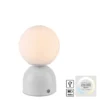 Lámpara de mesa LED recargable RUDI, blanca, altura 20 cm, CCT, regulación