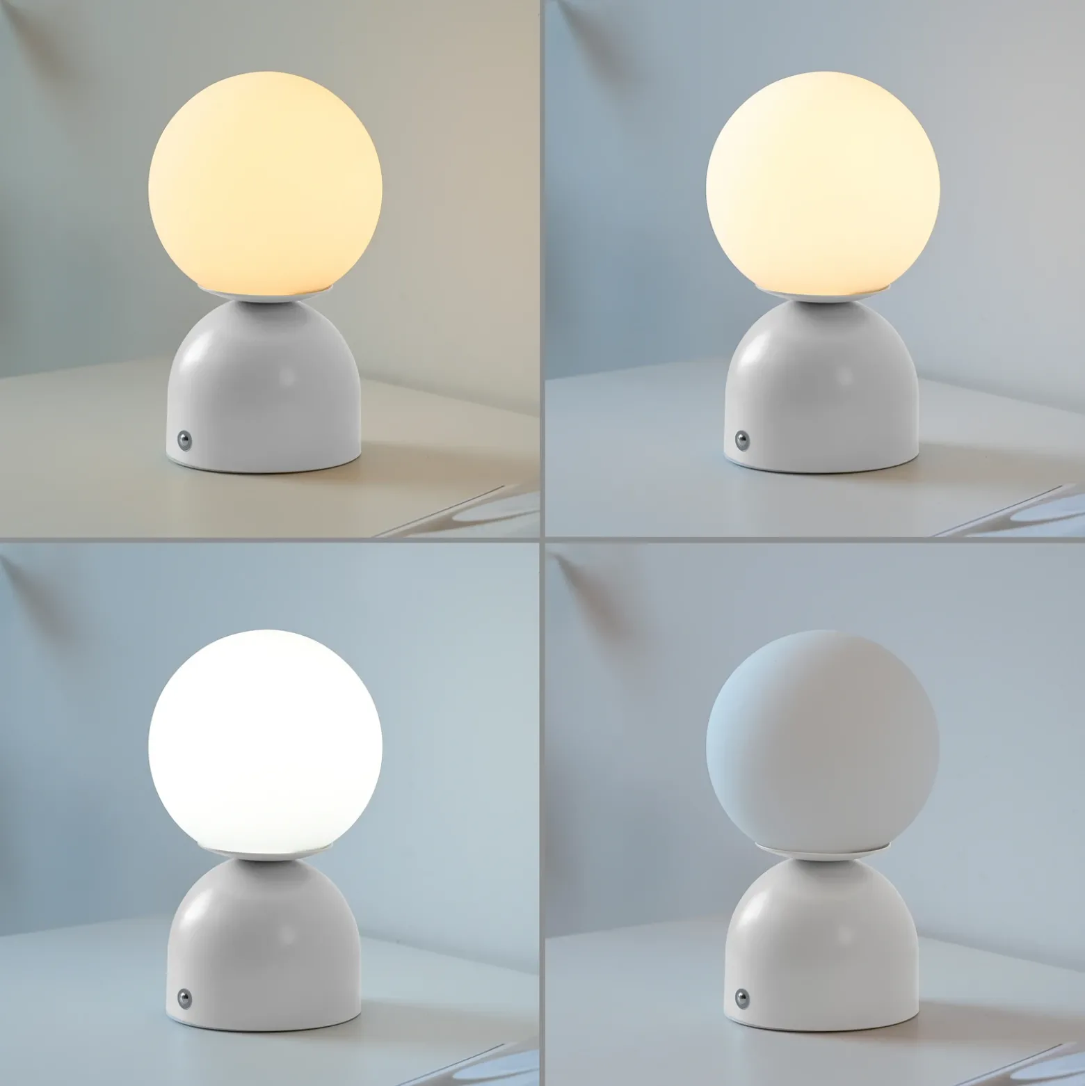 Lámpara de mesa LED recargable RUDI, blanca, altura 20 cm, CCT, regulación