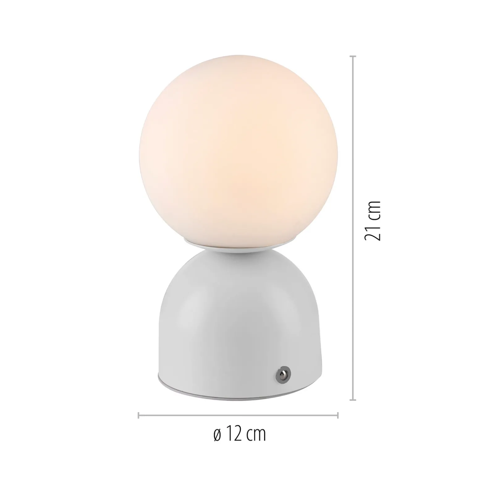 Lámpara de mesa LED recargable RUDI, blanca, altura 20 cm, CCT, regulación