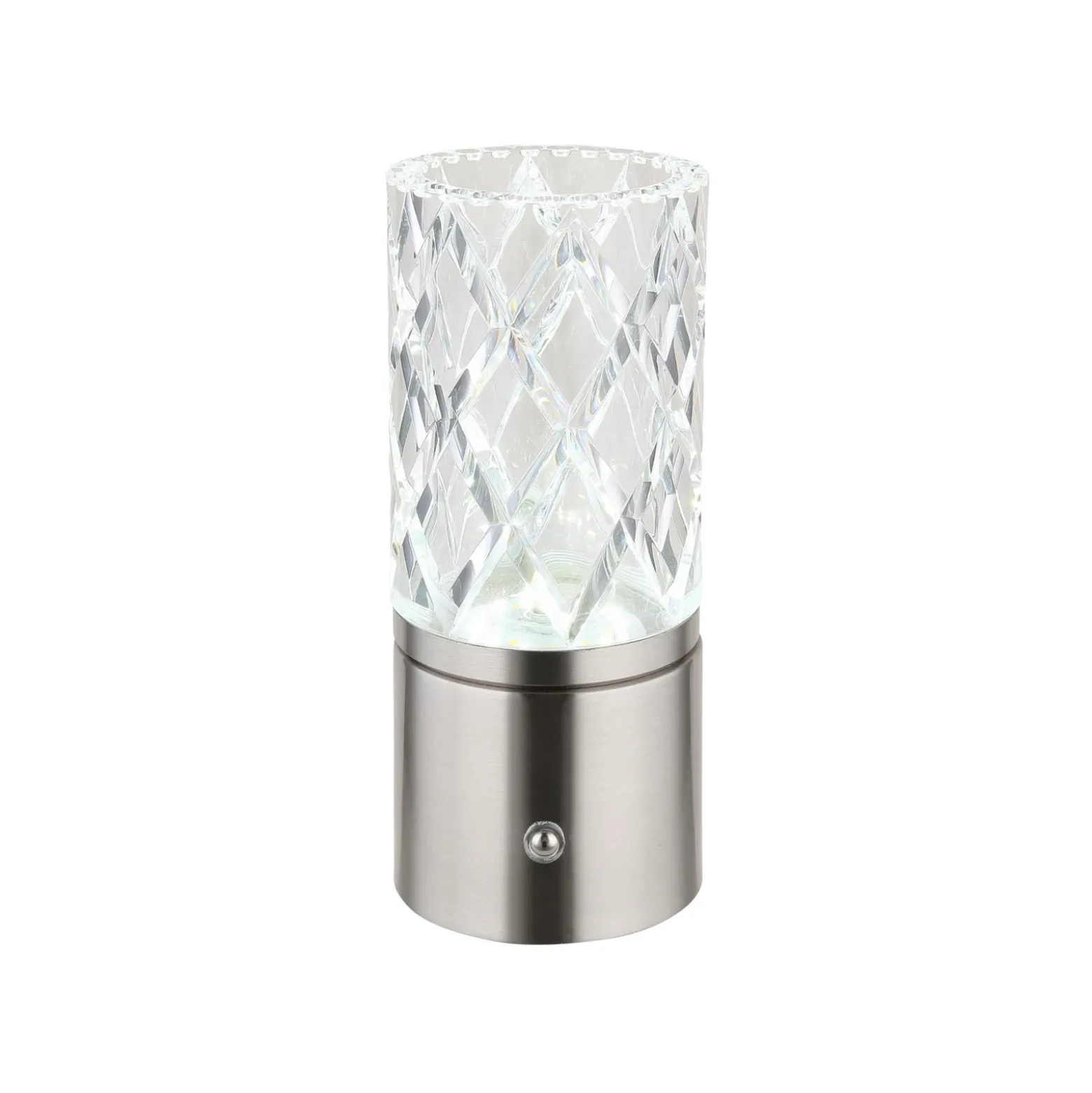 Lámpara de mesa LED recargable Lunki, color níquel, altura 19 cm, CCT