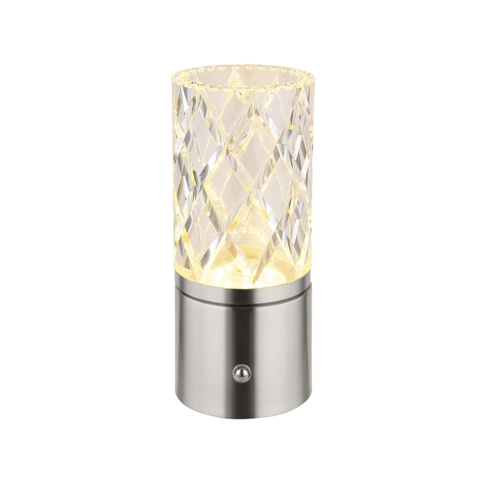 Lámpara de mesa LED recargable Lunki, color níquel, altura 19 cm, CCT