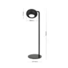 Lámpara de mesa LED recargable Kerby, negra, altura 40 cm, acero/aluminio