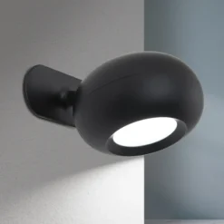 Lámpara de mesa LED recargable Kerby, negra, altura 40 cm, acero/aluminio