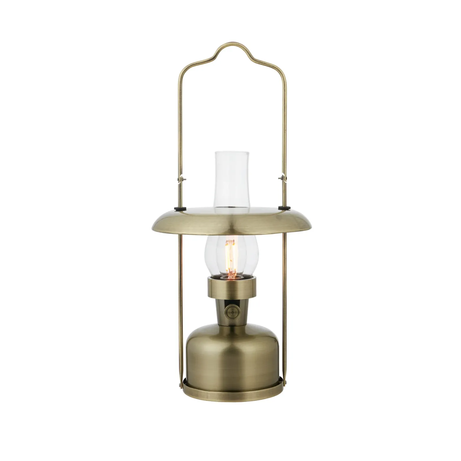 Lámpara de mesa LED recargable Markslöjd Fanos, latón, atenuable, IP44