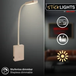Lámpara de mesa LED recargable Cielo, beige, altura 56 cm, plástico