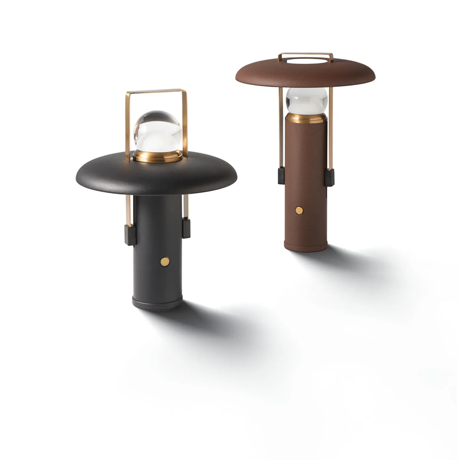 Lámpara de mesa LED recargable para camping, marrón oscuro, aluminio,