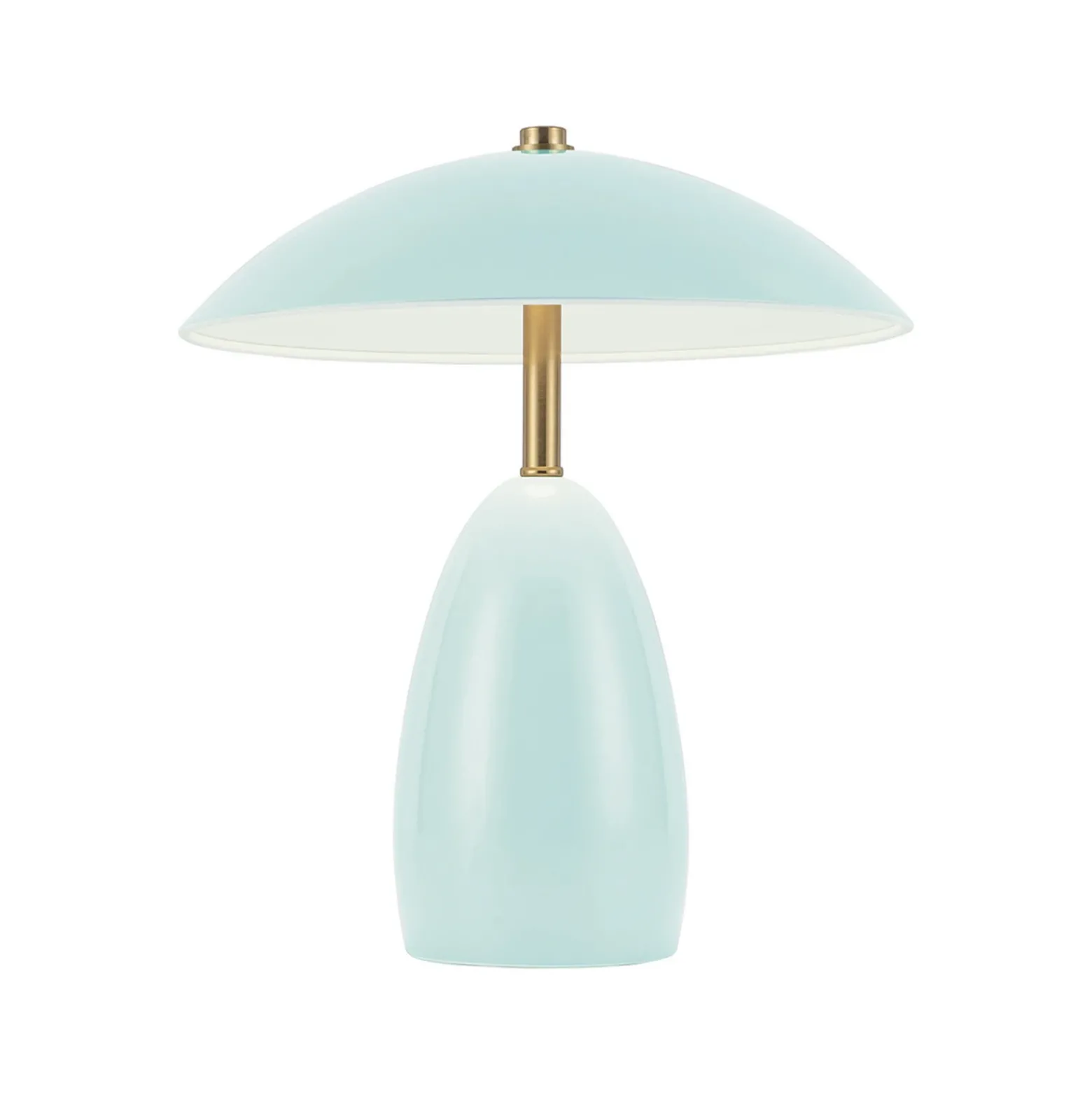 Lámpara de mesa LED recargable Poppy, azul claro, altura 27 cm, metal, atenuable