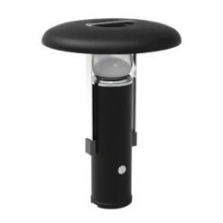 Lámpara de mesa LED recargable para camping, negra, aluminio, PMMA, CCT