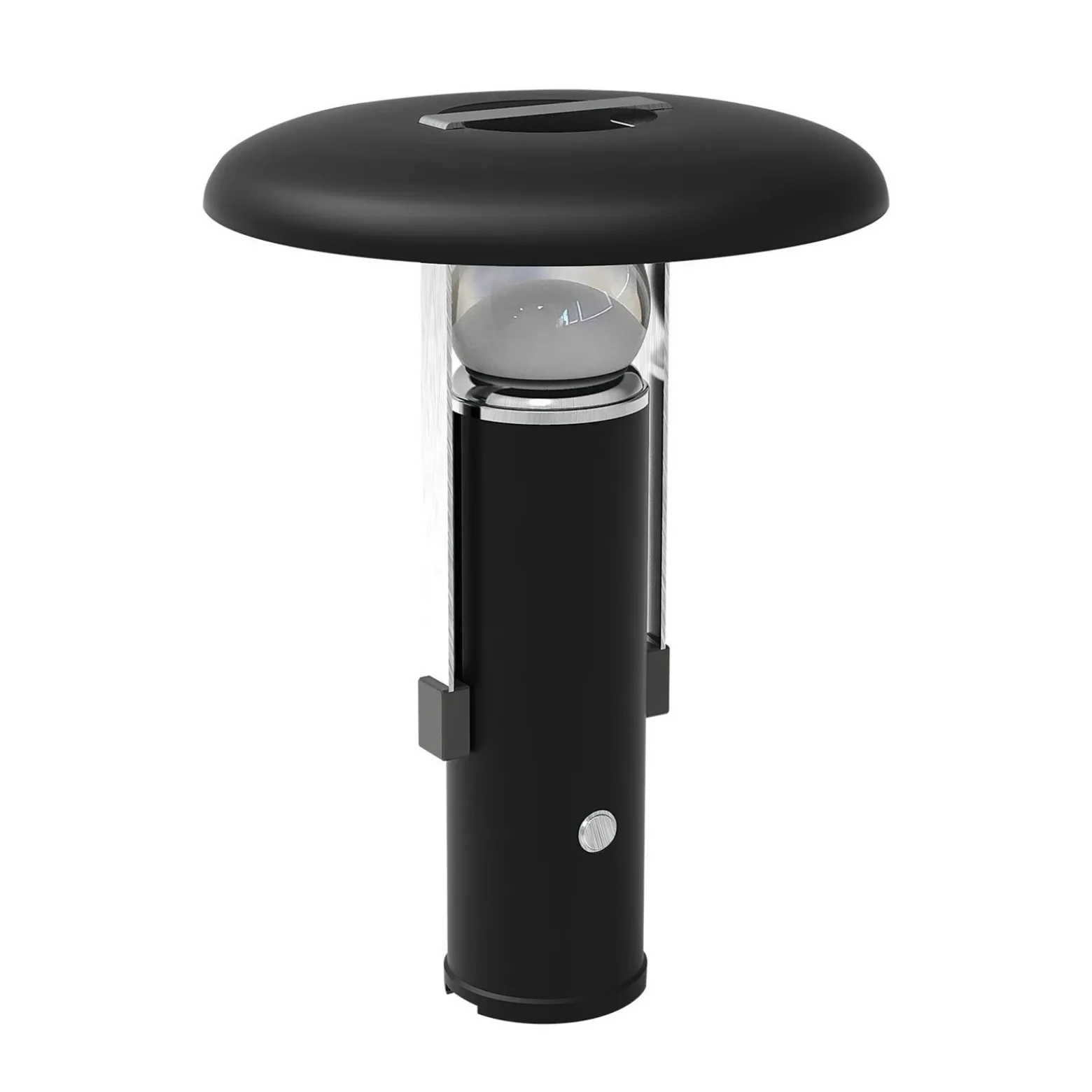Lámpara de mesa LED recargable para camping, negra, aluminio, PMMA, CCT