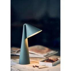 Lámpara de mesa LED recargable FRANDSEN Ami, verde, 32 cm, atenuable