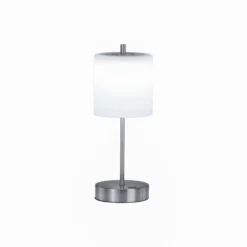 Lámpara de mesa LED recargable Riva níquel/opal Altura 34,5cm