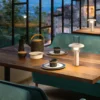 Lámpara de mesa LED recargable para camping, blanca, aluminio, PMMA, CCT
