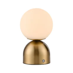 Lámpara de mesa LED recargable RUDI, dorada, altura 20 cm, CCT, regulación