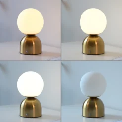 Lámpara de mesa LED recargable RUDI, dorada, altura 20 cm, CCT, regulación