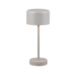 Lámpara de mesa LED recargable Jeff, gris, altura 30 cm, metal
