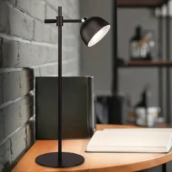 Lámpara de mesa LED recargable Maxima, negra, altura 41 cm, plástico