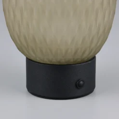 Lámpara de mesa LED recargable Facette, verde, USB, cristal,