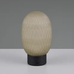 Lámpara de mesa LED recargable Facette, verde, USB, cristal,