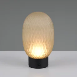 Lámpara de mesa LED recargable Facette, verde, USB, cristal,
