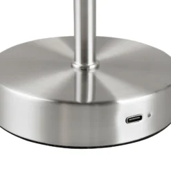 Lámpara de mesa LED recargable Jeff, color níquel, altura 30 cm, metal