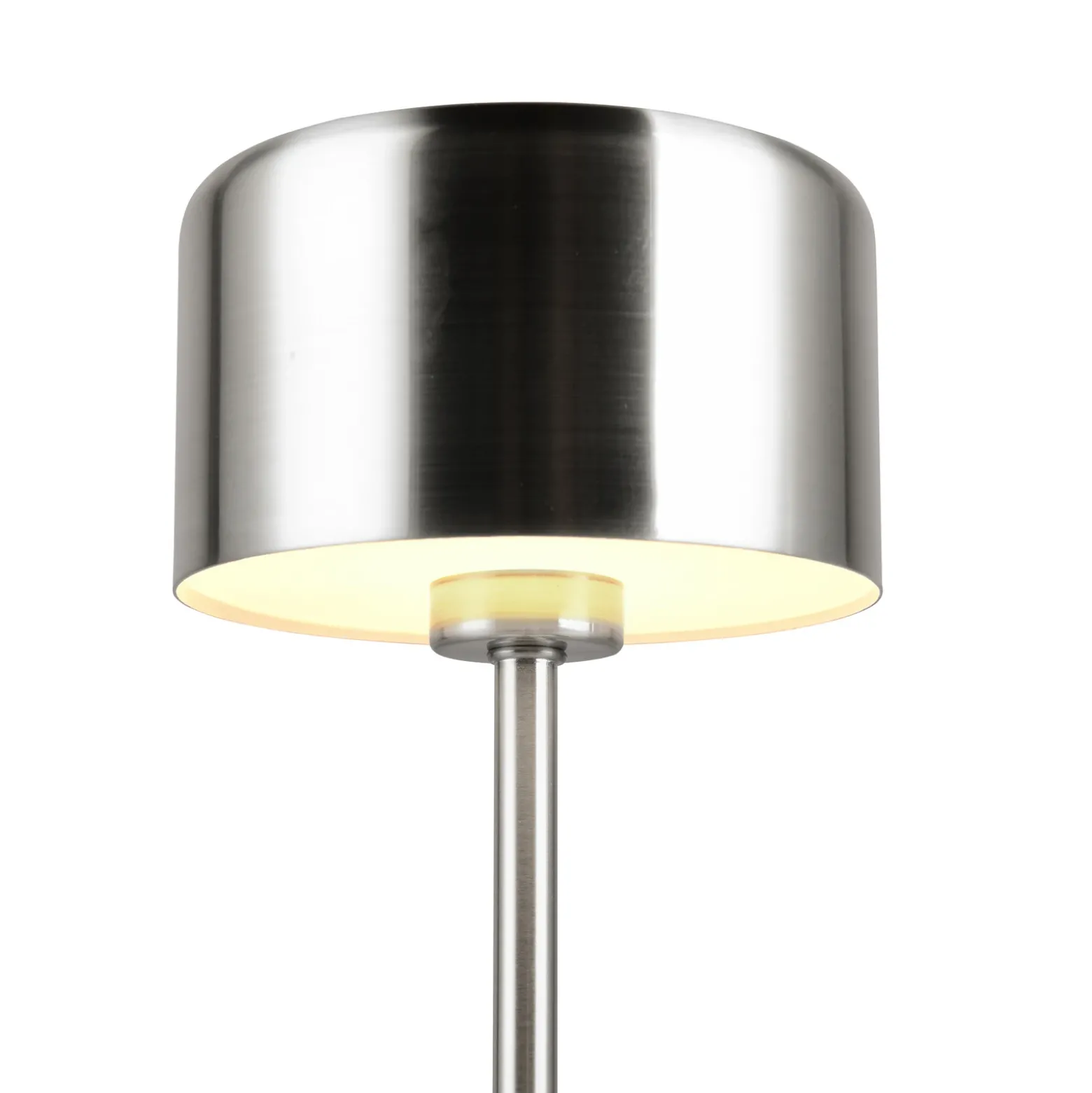 Lámpara de mesa LED recargable Jeff, color níquel, altura 30 cm, metal