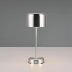 Lámpara de mesa LED recargable Jeff, color níquel, altura 30 cm, metal