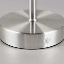 Lámpara de mesa LED recargable Jeff, color níquel, altura 30 cm, metal