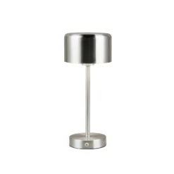 Lámpara de mesa LED recargable Jeff, color níquel, altura 30 cm, metal