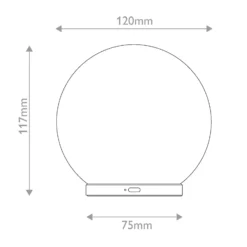 Lámpara de mesa LED recargable Luna, blanco mármol/dorado, 12 cm, atenuable
