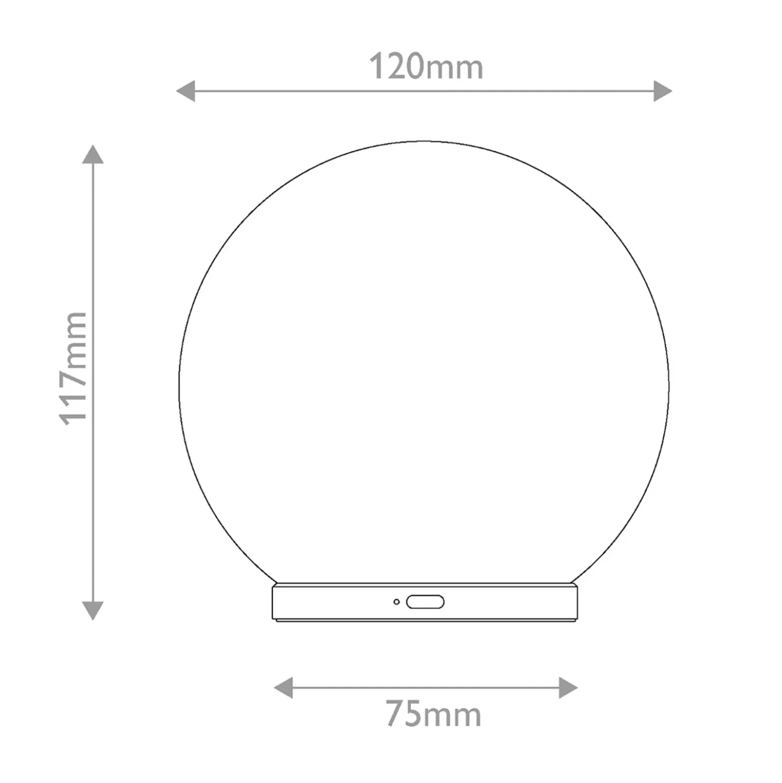 Lámpara de mesa LED recargable Luna, blanco mármol/dorado, 12 cm, atenuable