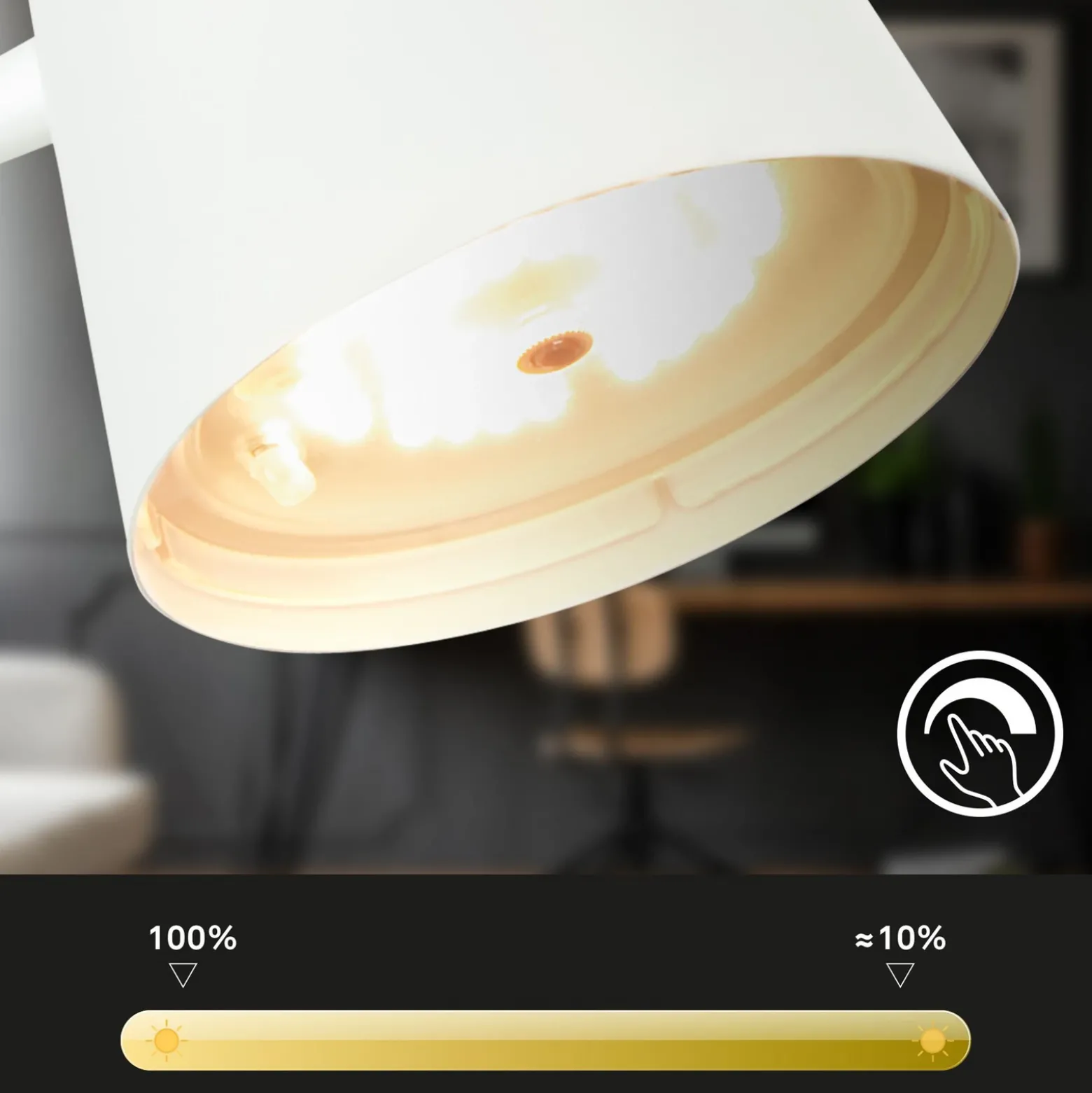 Lámpara de mesa LED recargable Biwo, blanca, regulador táctil, metal