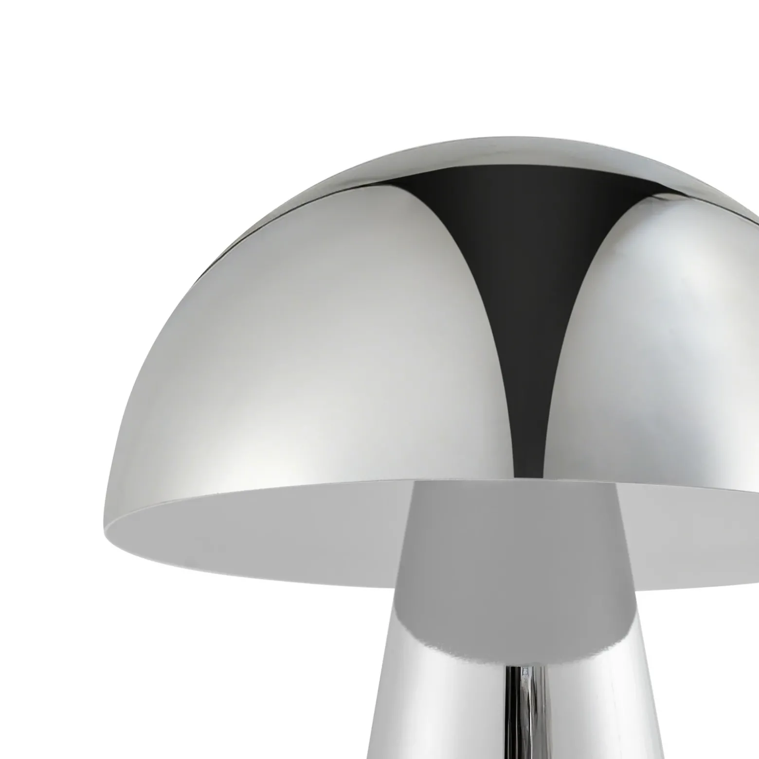 Lámpara de mesa LED recargable Lindby Nevijo, cromada, Ø 20 cm, USB, atenuador