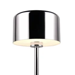 Lámpara de mesa LED recargable Jeff, color cromo, altura 30 cm, metal